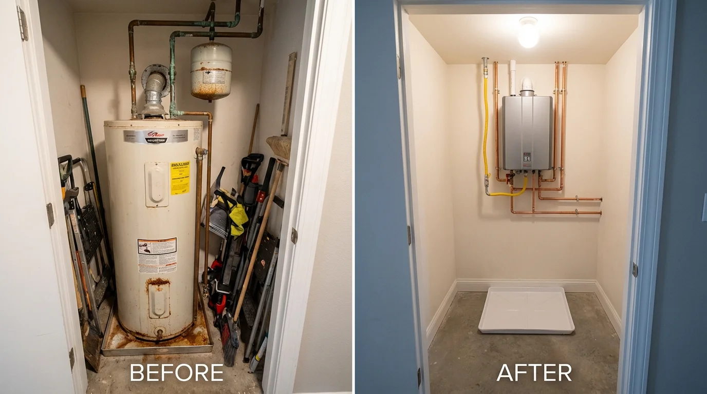 Tank water heater versus wall-mounted tankless unit comparison for Rossville, GA homeowners